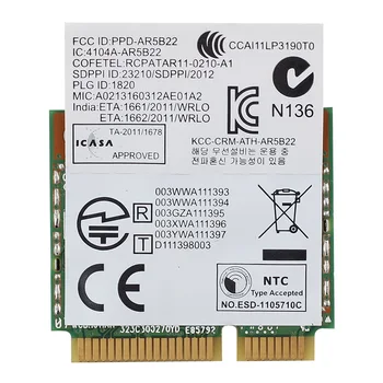 Atheros AR5B22 Двухдиапазонная Беспроводная карта Half Mini PCI-E 300 Мбит/с для ноутбука WiFi Bluetooth BT 4,0 КОМБИНИРОВАННЫЙ сетевой адаптер Wlan PCI-e