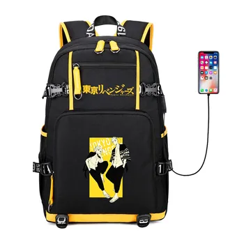 Tokyo Revengers, черная повседневная сумка, USB-сумка, сумка с аниме-принтом, школьная сумка для подростков, Детский рюкзак, дорожная сумка на открытом воздухе