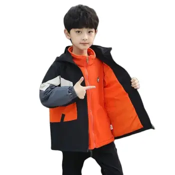Демисезонная куртка из полиэстера для мальчиков, Новинка 2022 года, Модная съемная Повседневная детская одежда в стиле пэчворк из 2 предметов