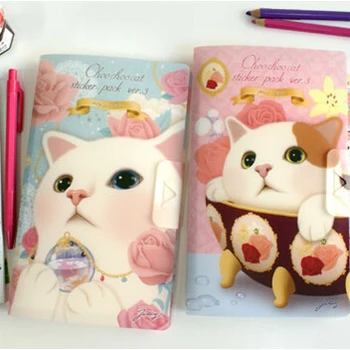 корейский винтажный набор наклеек choo choo cat, многоцелевые милые наклейки для дневника