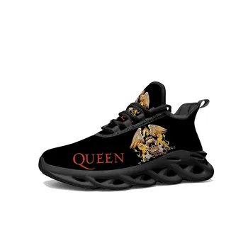Кроссовки на плоской подошве Queen Metal Рок-группы, Мужские И женские кроссовки для бега, Модные спортивные кроссовки, Сетчатая обувь на шнуровке, обувь на заказ, черная