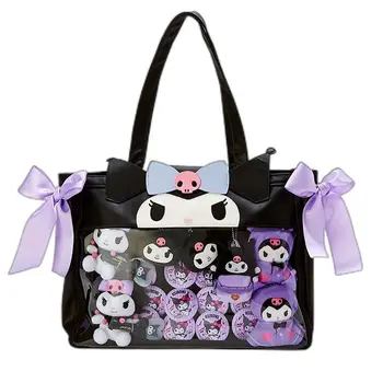 2023 Сумка-тоут Kuromi Kawaii Sanrio из Японского Мультфильма, Переносная сумка через плечо, Сумка для покупок для Милой Девушки, подарок